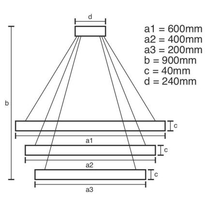 LED Prigušivi luster na sajli LED/85W/230V 3000-6500K pr. 60 cm pr. 60 cm + Daljinski upravljač