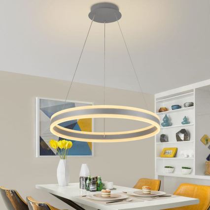 LED Prigušivi luster na sajli LED/85W/230V 3000-6500K pr. 60 cm + Daljinski upravljač