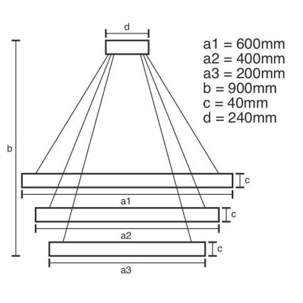 LED Prigušivi luster na sajli LED/85W/230V 3000-6500K + Daljinski upravljač