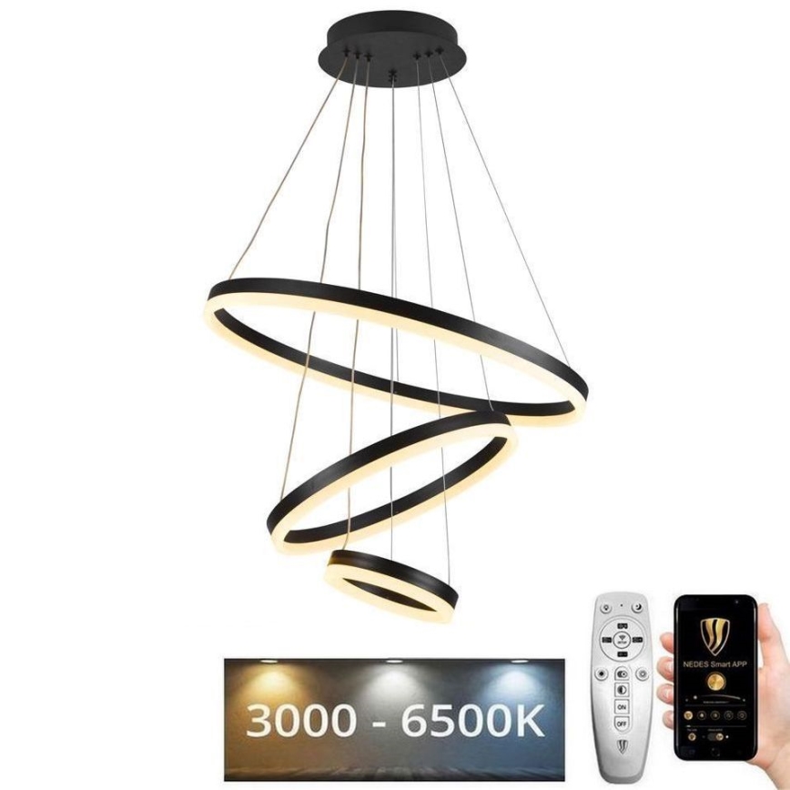 LED Prigušivi luster na sajli LED/85W/230V 3000-6500K pr. 60 cm + Daljinski upravljač