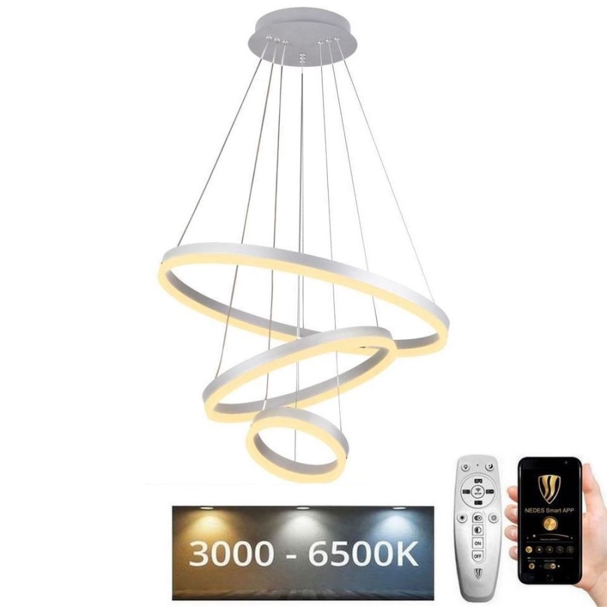 LED Prigušivi luster na sajli LED/85W/230V 3000-6500K pr. 60 cm pr. 60 cm + Daljinski upravljač