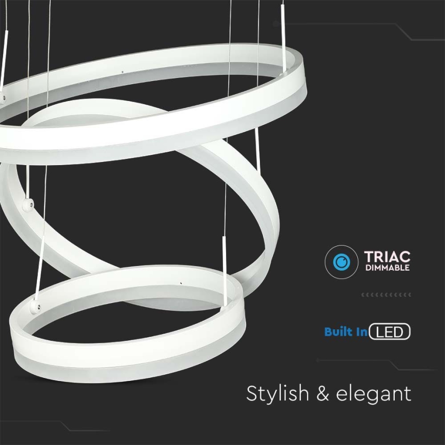 LED Prigušivi luster na sajli LED/86W/230V 3000K bela