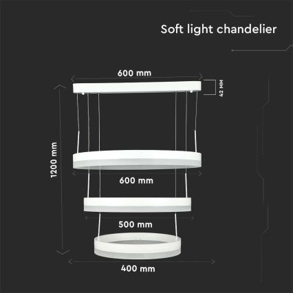 LED Prigušivi luster na sajli LED/86W/230V 3000K bela