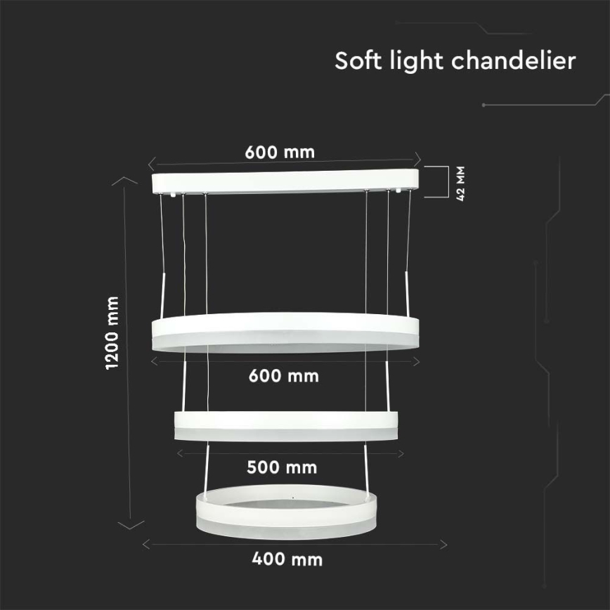 LED Prigušivi luster na sajli LED/86W/230V 3000K bela
