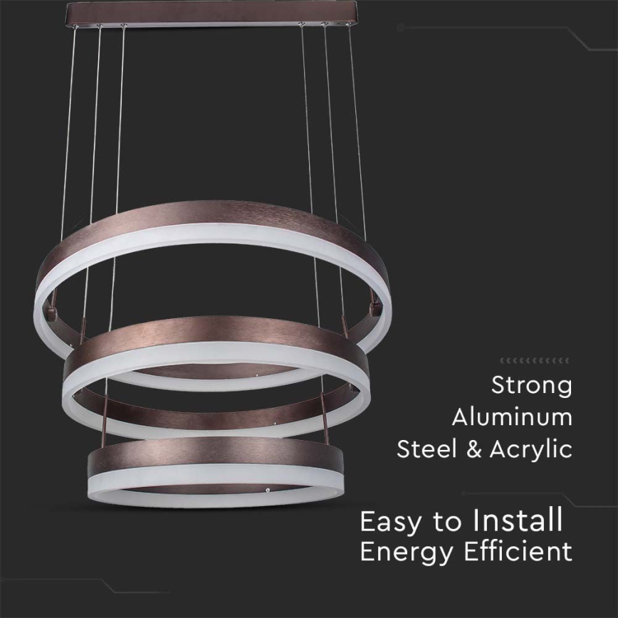 LED Prigušivi luster na sajli LED/86W/230V 3000K braon