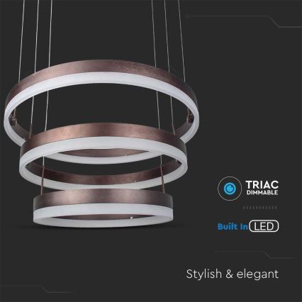 LED Prigušivi luster na sajli LED/86W/230V 3000K braon
