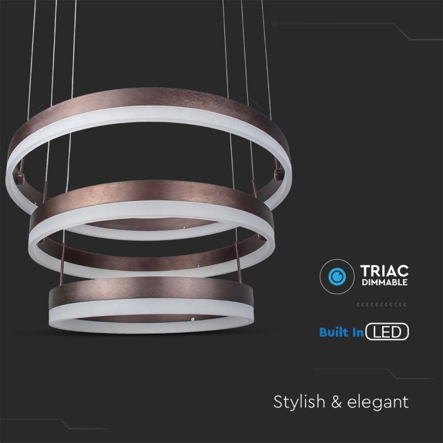 LED Prigušivi luster na sajli LED/86W/230V 3000K braon