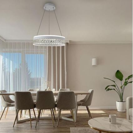 LED Prigušivi kristalni luster na sajli LED/90W/230V 3000-6500K bela + Daljinski upravljač