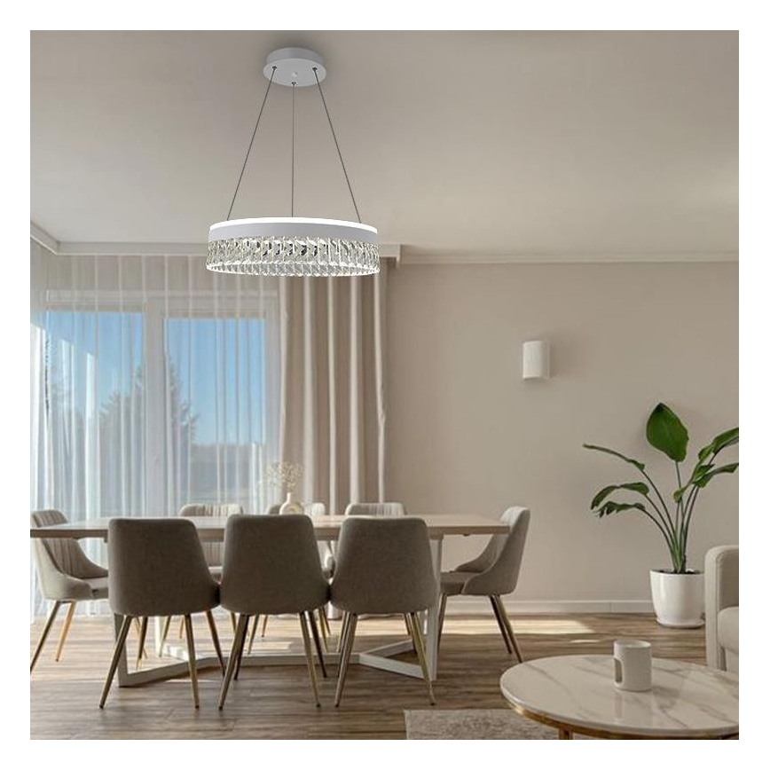LED Prigušivi kristalni luster na sajli LED/90W/230V 3000-6500K bela + Daljinski upravljač