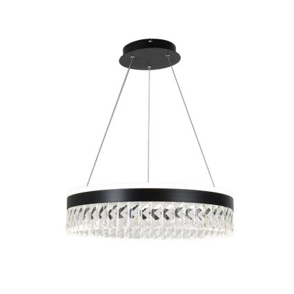 LED Prigušivi kristalni luster na sajli LED/90W/230V 3000-6500K crno + Daljinski upravljač