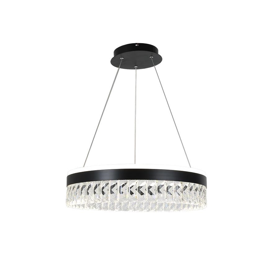 LED Prigušivi kristalni luster na sajli LED/90W/230V 3000-6500K crno + Daljinski upravljač