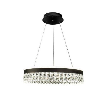 LED Prigušivi kristalni luster na sajli LED/90W/230V 3000-6500K crno + Daljinski upravljač