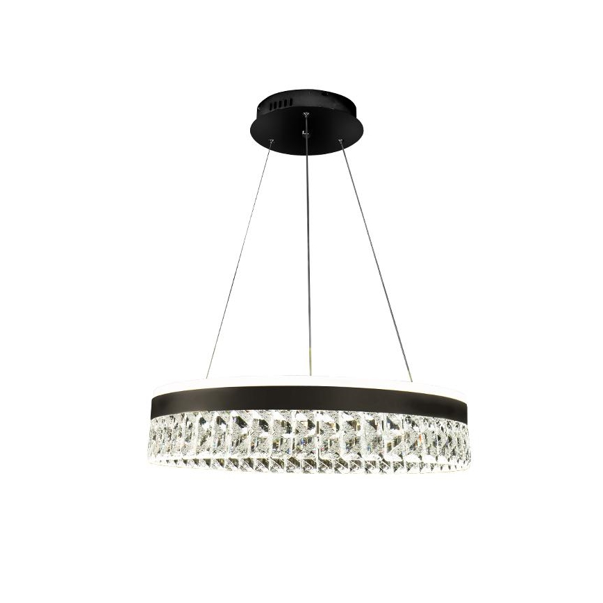 LED Prigušivi kristalni luster na sajli LED/90W/230V 3000-6500K crno + Daljinski upravljač
