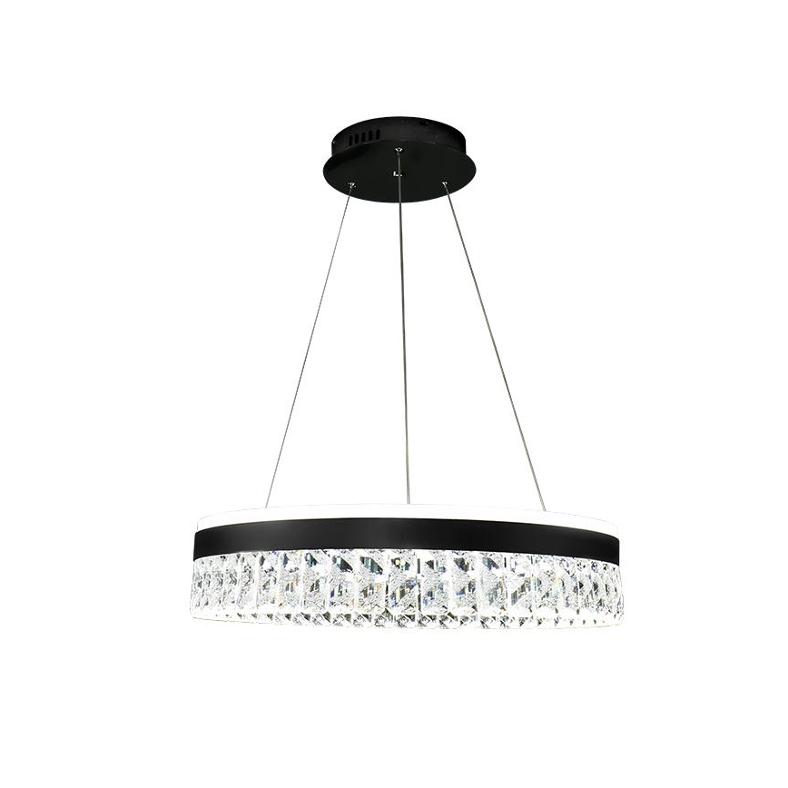 LED Prigušivi kristalni luster na sajli LED/90W/230V 3000-6500K crno + Daljinski upravljač