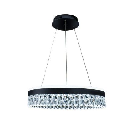 LED Prigušivi kristalni luster na sajli LED/90W/230V 3000-6500K crno + Daljinski upravljač