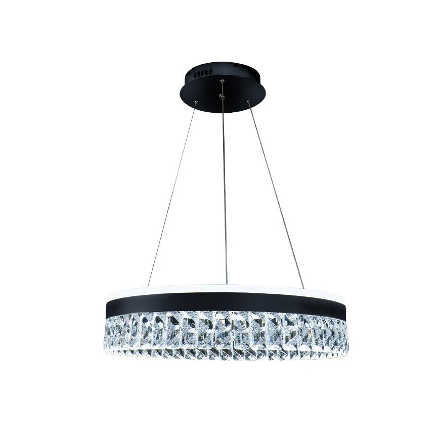 LED Prigušivi kristalni luster na sajli LED/90W/230V 3000-6500K crno + Daljinski upravljač