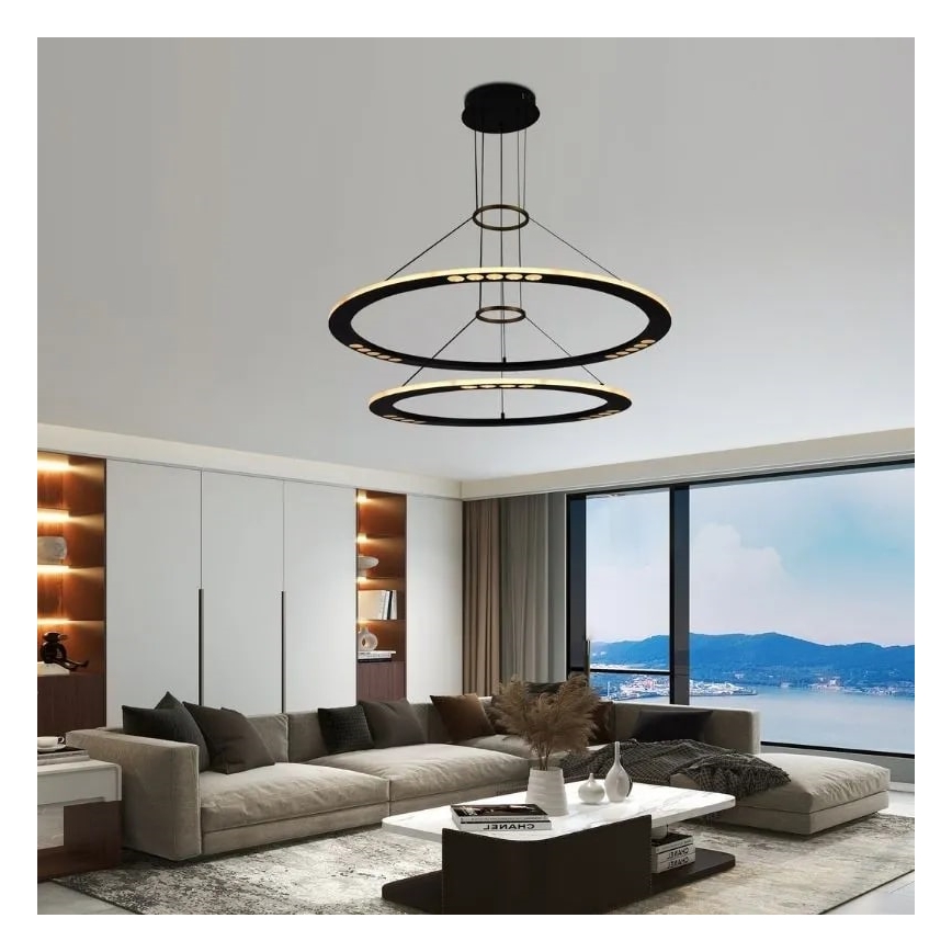 LED Prigušivi luster na sajli LED/90W/230V 3000-6500K + Daljinski upravljač