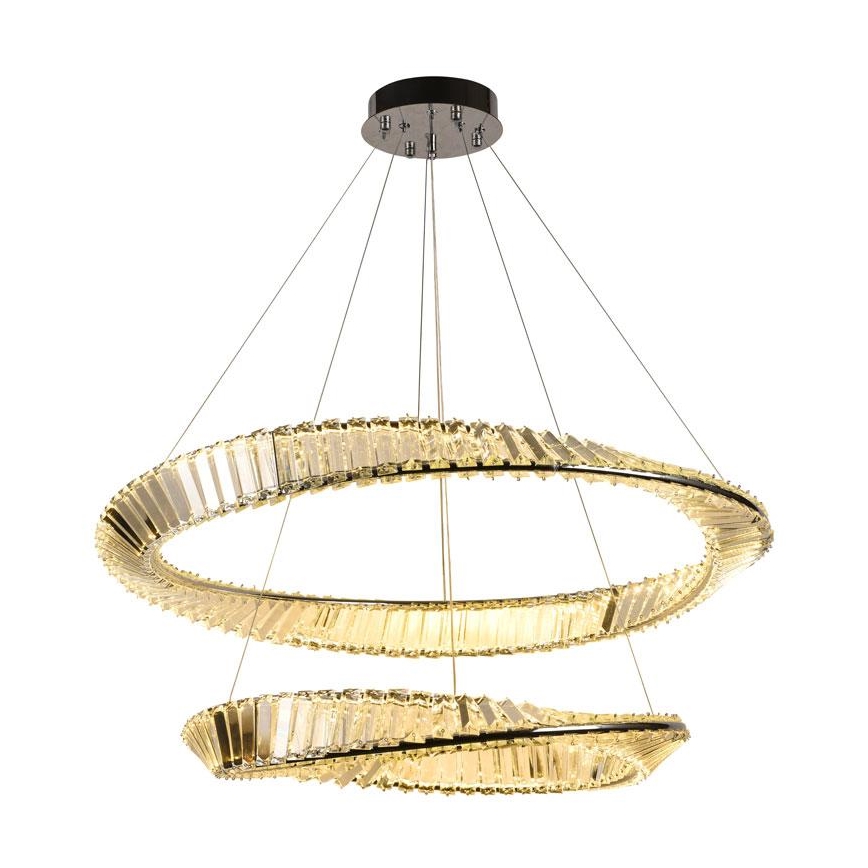 LED Prigušivi kristalni luster na sajli LED/90W/230V 3000-6500K sjajni krom + Daljinski upravljač