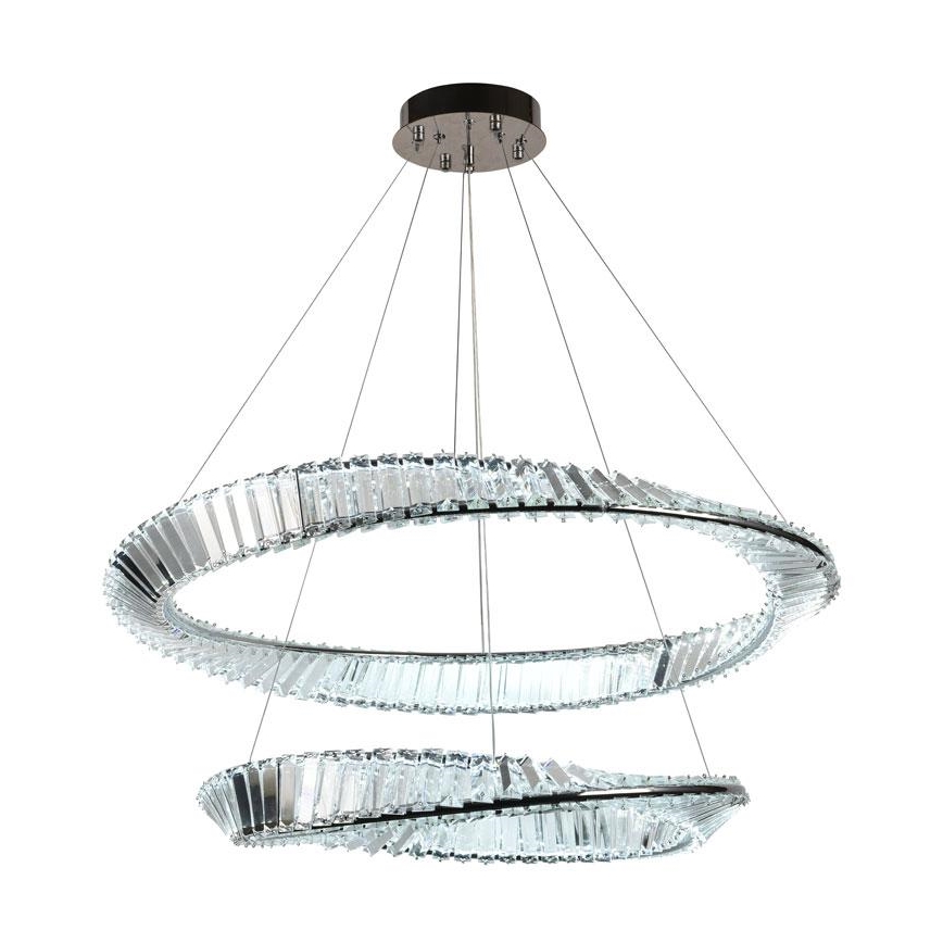LED Prigušivi kristalni luster na sajli LED/90W/230V 3000-6500K sjajni krom + Daljinski upravljač