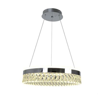 LED Prigušivi kristalni luster na sajli LED/90W/230V 3000-6500K sjajni krom + Daljinski upravljač