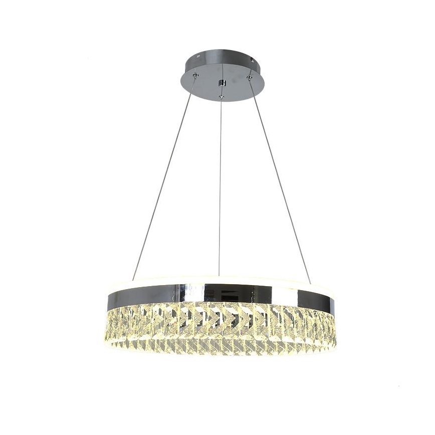 LED Prigušivi kristalni luster na sajli LED/90W/230V 3000-6500K sjajni krom + Daljinski upravljač