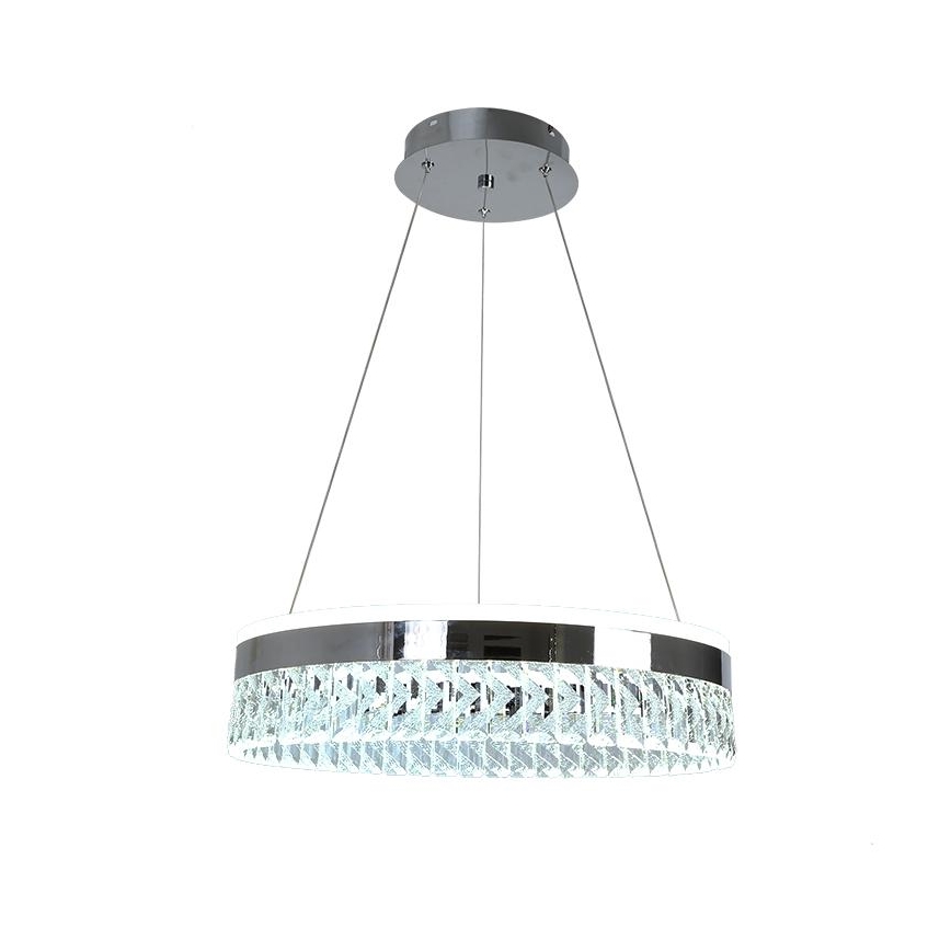 LED Prigušivi kristalni luster na sajli LED/90W/230V 3000-6500K sjajni krom + Daljinski upravljač