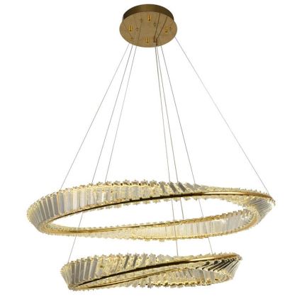 LED Prigušivi kristalni luster na sajli LED/90W/230V 3000-6500K zlatna/krom + Daljinski upravljač