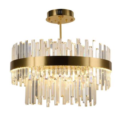 LED Prigušivi kristalni luster na lancu sa šipkom LED/80W/230V 3000-6500K zlatna + Daljinski upravljač