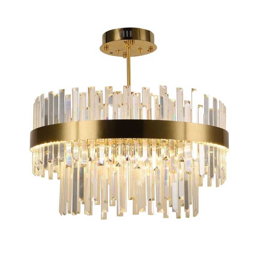 LED Prigušivi kristalni luster na lancu sa šipkom LED/80W/230V 3000-6500K zlatna + Daljinski upravljač