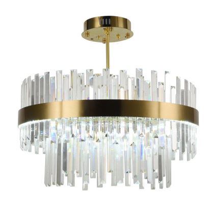 LED Prigušivi kristalni luster na lancu sa šipkom LED/80W/230V 3000-6500K zlatna + Daljinski upravljač