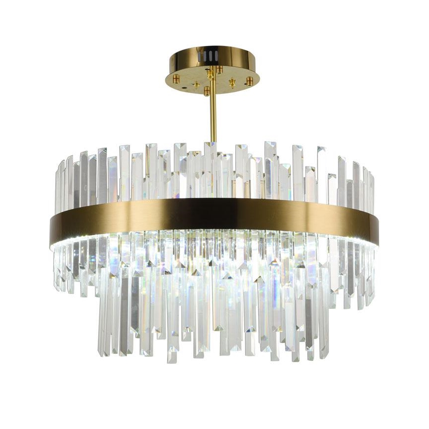 LED Prigušivi kristalni luster na lancu sa šipkom LED/80W/230V 3000-6500K zlatna + Daljinski upravljač