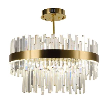 LED Prigušivi kristalni luster na lancu sa šipkom LED/80W/230V 3000-6500K zlatna + Daljinski upravljač