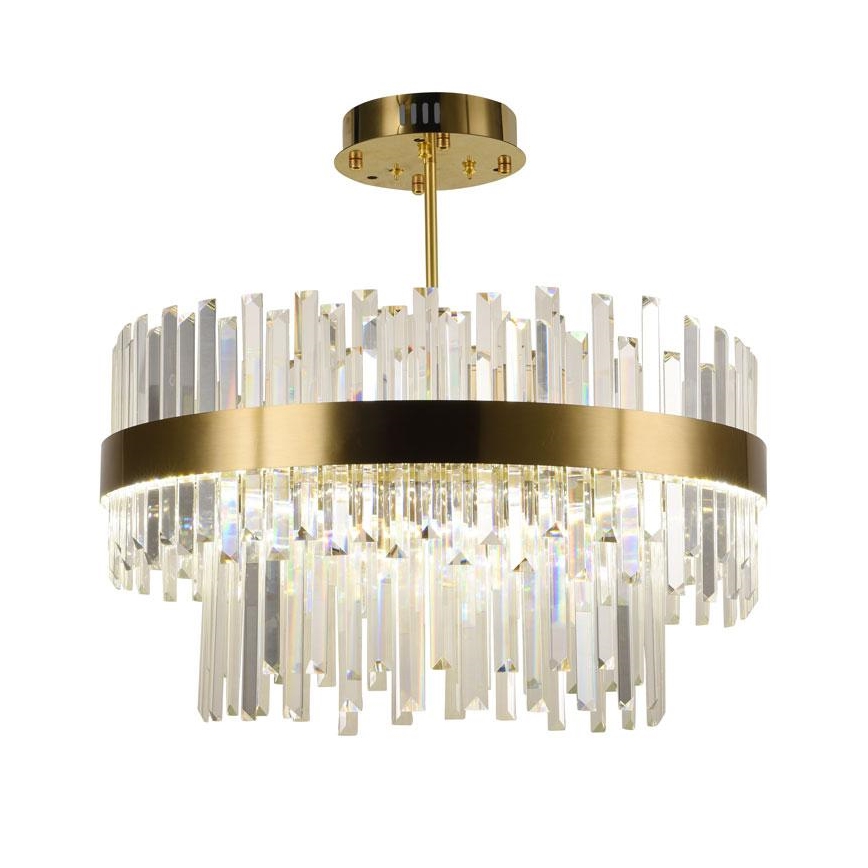 LED Prigušivi kristalni luster na lancu sa šipkom LED/80W/230V 3000-6500K zlatna + Daljinski upravljač