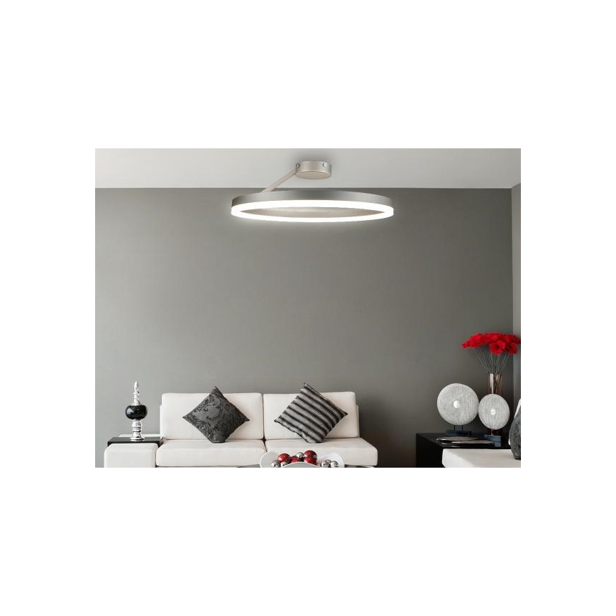 LED Prigušivi nadgradni luster LED/40W/230V 3000-6500K mat krom + Daljinski upravljač