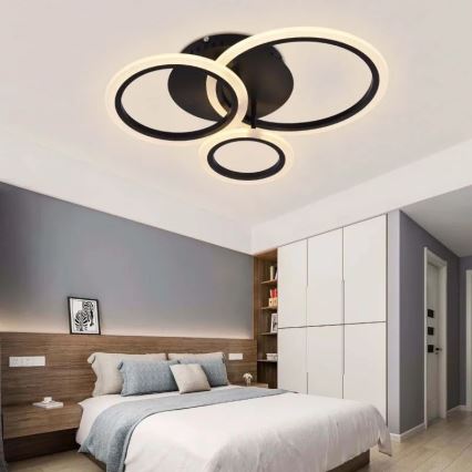 LED Prigušivi nadgradni luster LED/40W/230V 3000-6500K crno + Daljinski upravljač