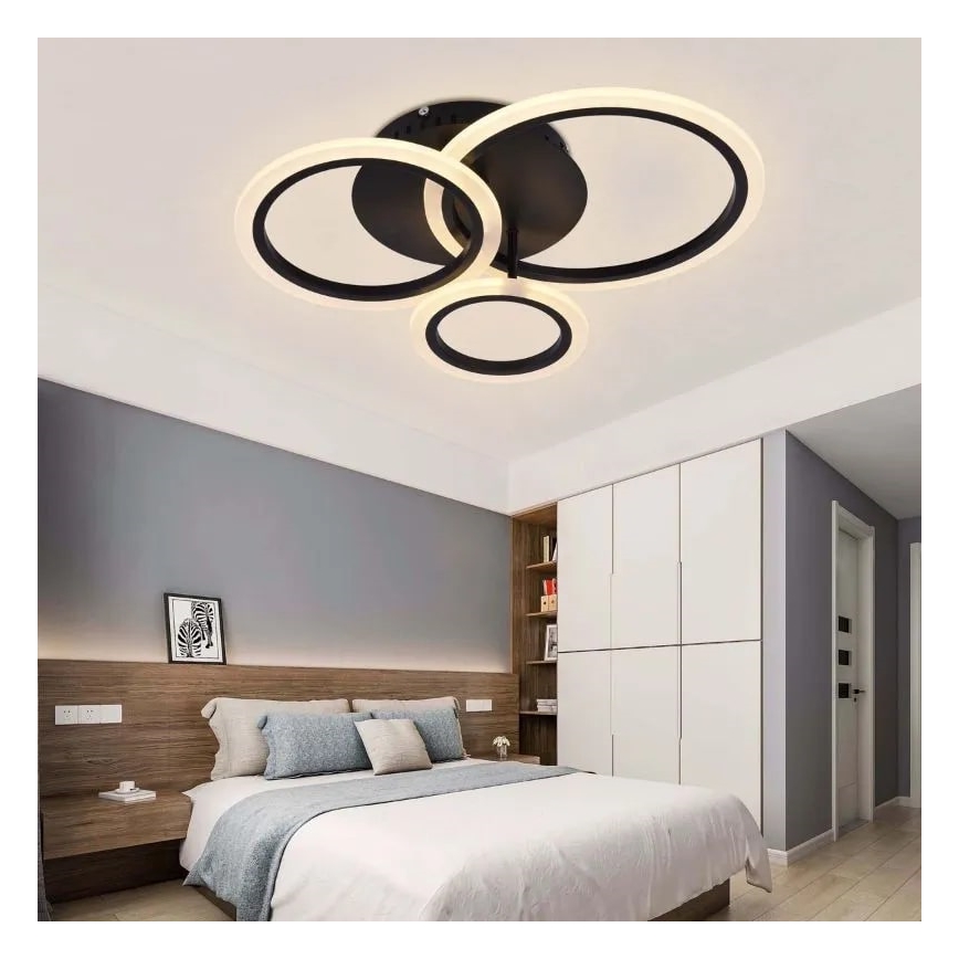 LED Prigušivi nadgradni luster LED/40W/230V 3000-6500K crno + Daljinski upravljač
