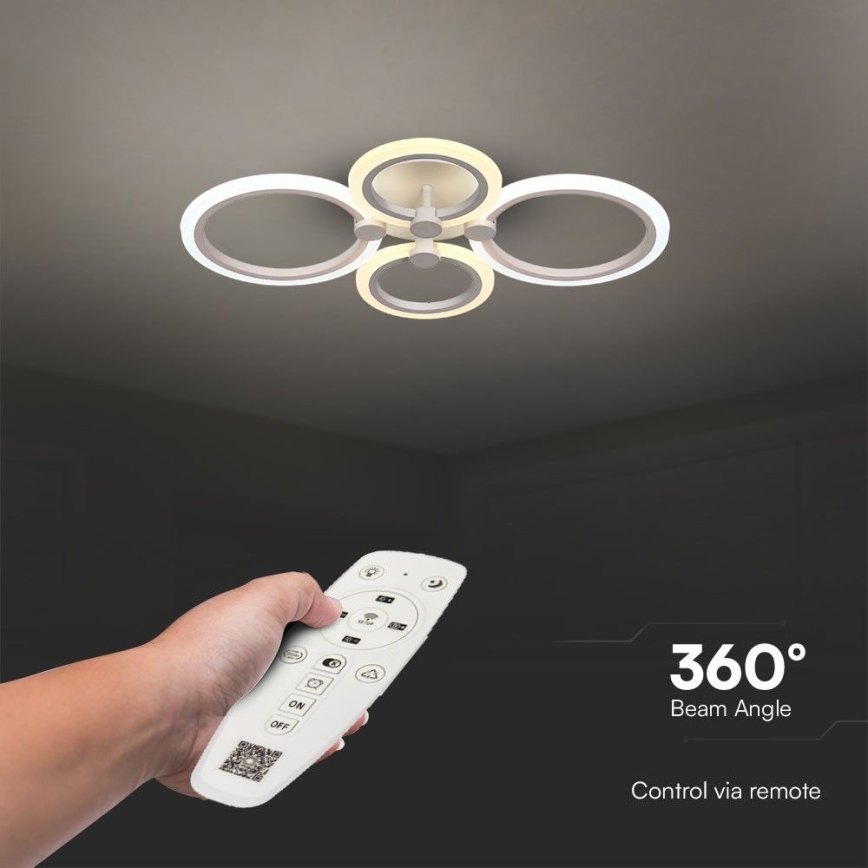 LED Prigušivi nadgradni luster LED/45W/230V 3000-6500K + Daljinski upravljač
