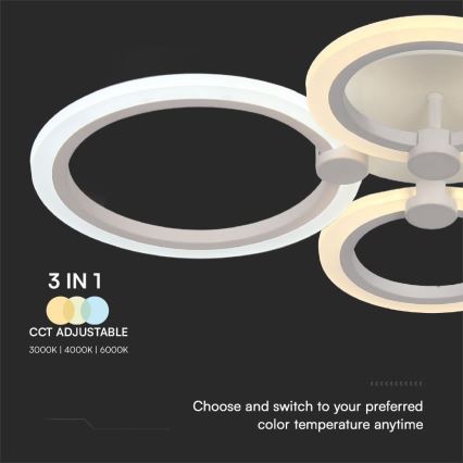 LED Prigušivi nadgradni luster LED/45W/230V 3000-6500K + Daljinski upravljač