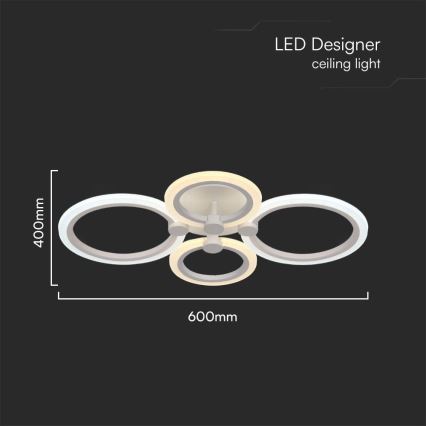 LED Prigušivi nadgradni luster LED/45W/230V 3000-6500K + Daljinski upravljač