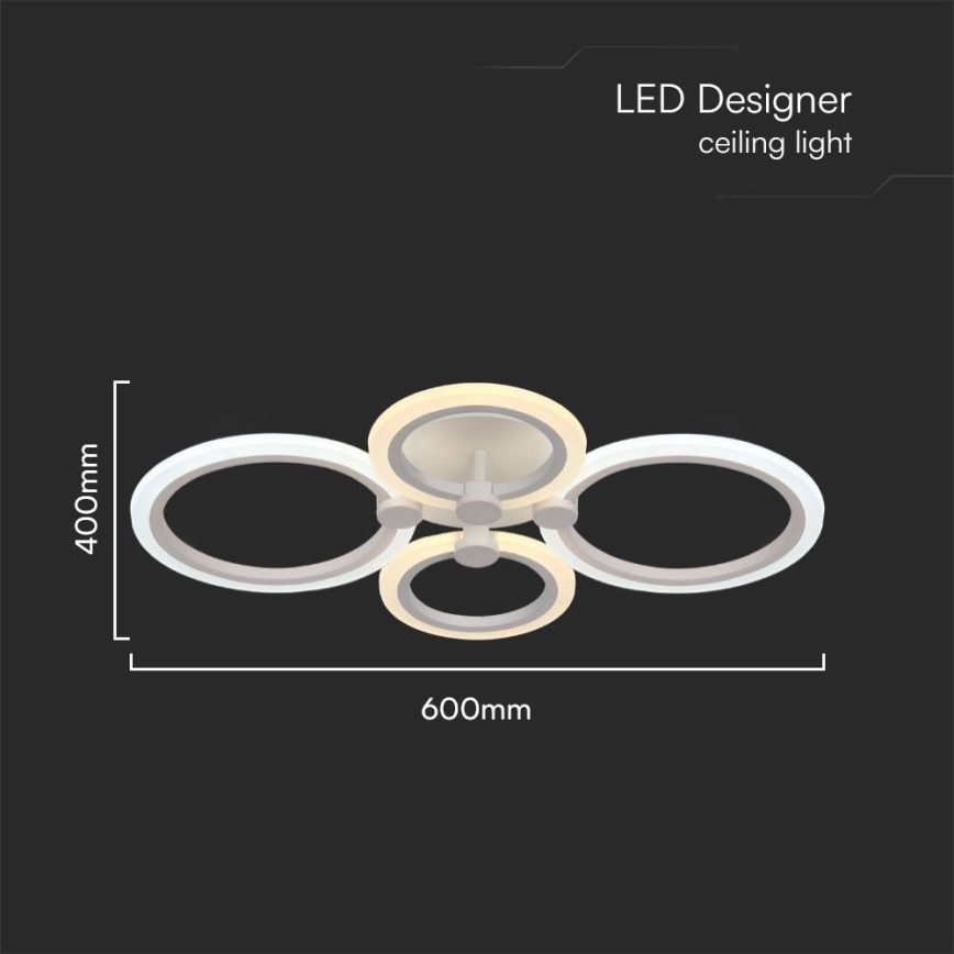 LED Prigušivi nadgradni luster LED/45W/230V 3000-6500K + Daljinski upravljač