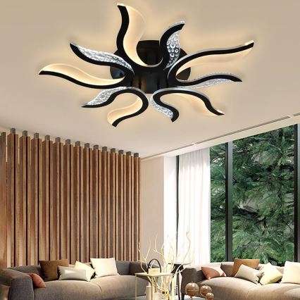 LED Prigušivi nadgradni luster LED/65W/230V 3000-6500K crno + Daljinski upravljač