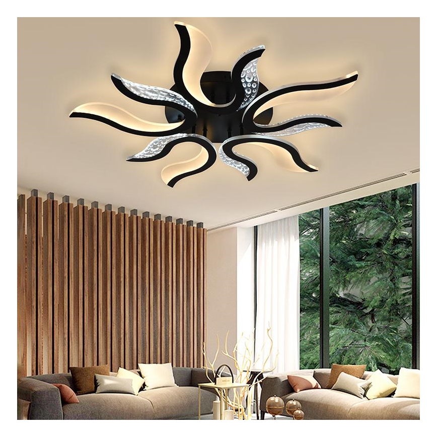 LED Prigušivi nadgradni luster LED/65W/230V 3000-6500K crno + Daljinski upravljač