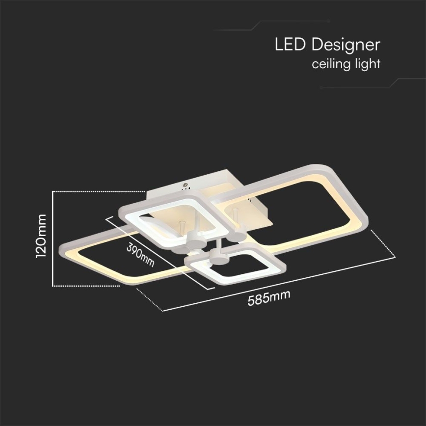 LED Prigušivi nadgradni luster LED/70W/230V 3000-6500K + Daljinski upravljač