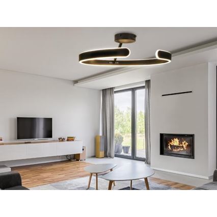 LED Prigušivi nadgradni luster LED/72W/230V 3000-6500K crno + Daljinski upravljač