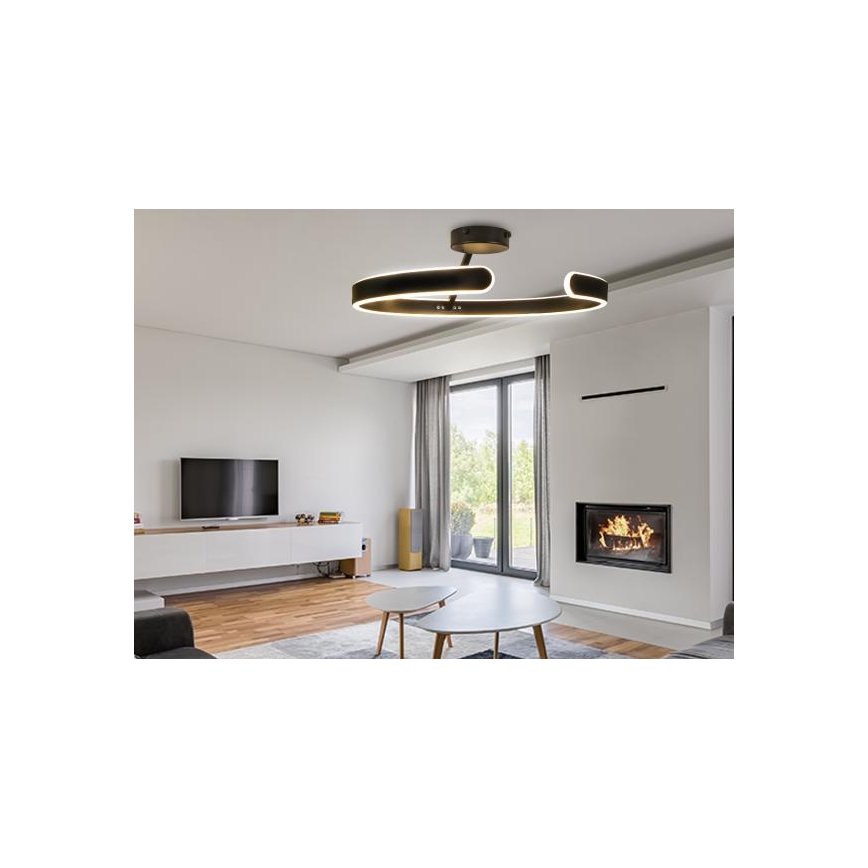LED Prigušivi nadgradni luster LED/72W/230V 3000-6500K crno + Daljinski upravljač