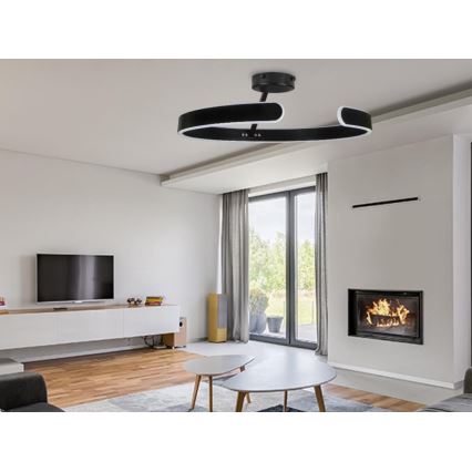 LED Prigušivi nadgradni luster LED/72W/230V 3000-6500K crno + Daljinski upravljač