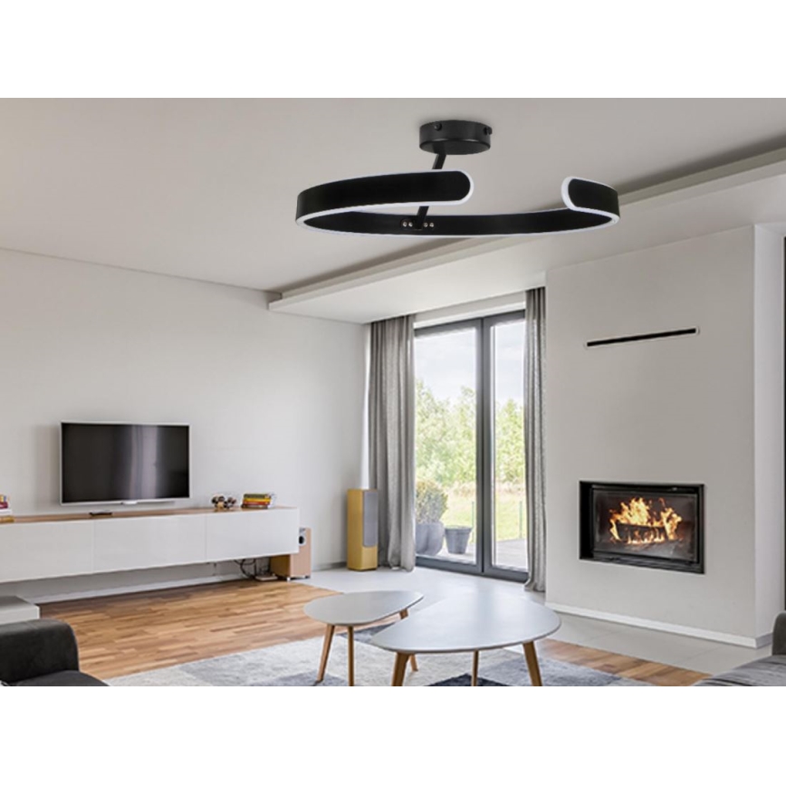 LED Prigušivi nadgradni luster LED/72W/230V 3000-6500K crno + Daljinski upravljač