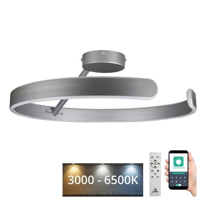 LED Prigušivi nadgradni luster LED/72W/230V 3000-6500K mat krom + Daljinski upravljač