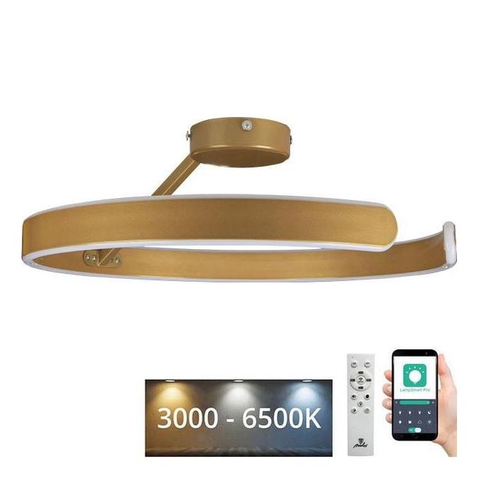LED Prigušivi nadgradni luster LED/72W/230V 3000-6500K zlatna + Daljinski upravljač