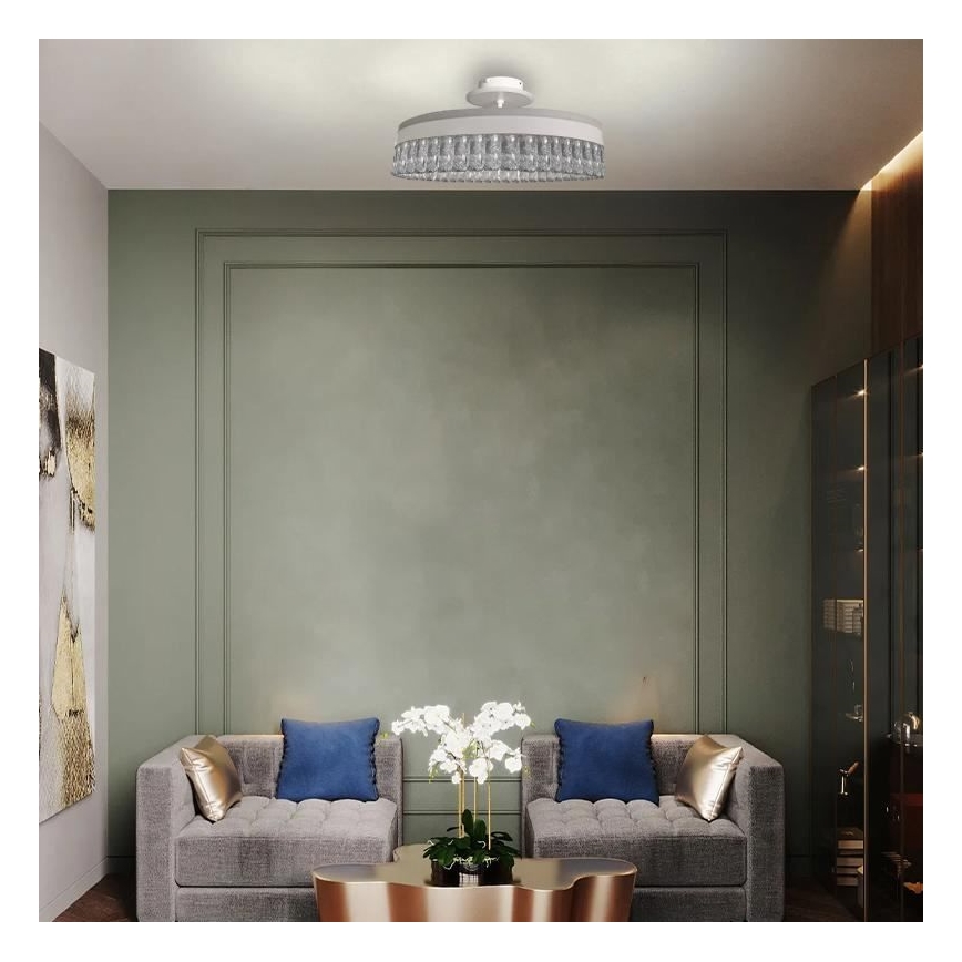 LED Prigušivi kristalni nadgradni luster LED/75W/230V 3000-6500K bela + Daljinski upravljač